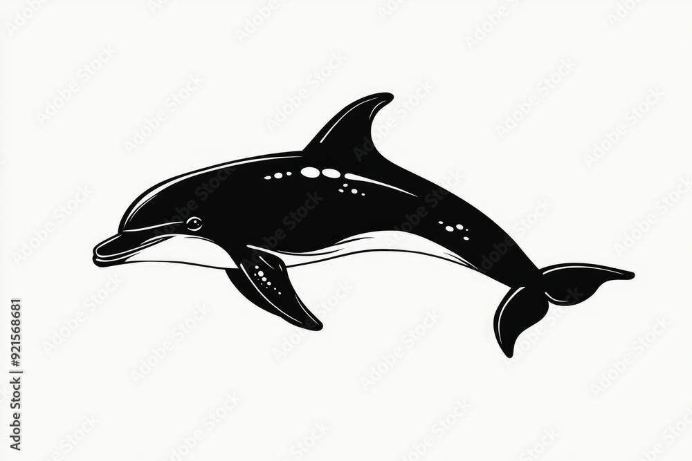 Fototapeta premium Black and White Dolphin Silhouette