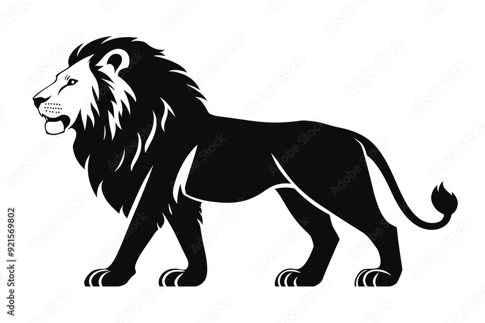 Fototapeta premium Black and White Silhouette of a Lion