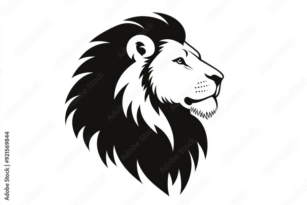Lion Head Silhouette, Black and White, Profile, Vector Illustration Lion Head Silhouette, Black and White, Profile, Vector Illustration