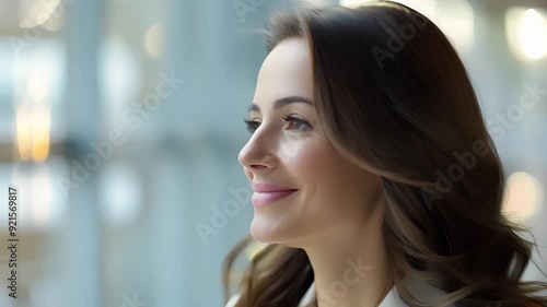 Wallpaper Mural Confident Businesswoman Smiling in Modern Office Setting Torontodigital.ca
