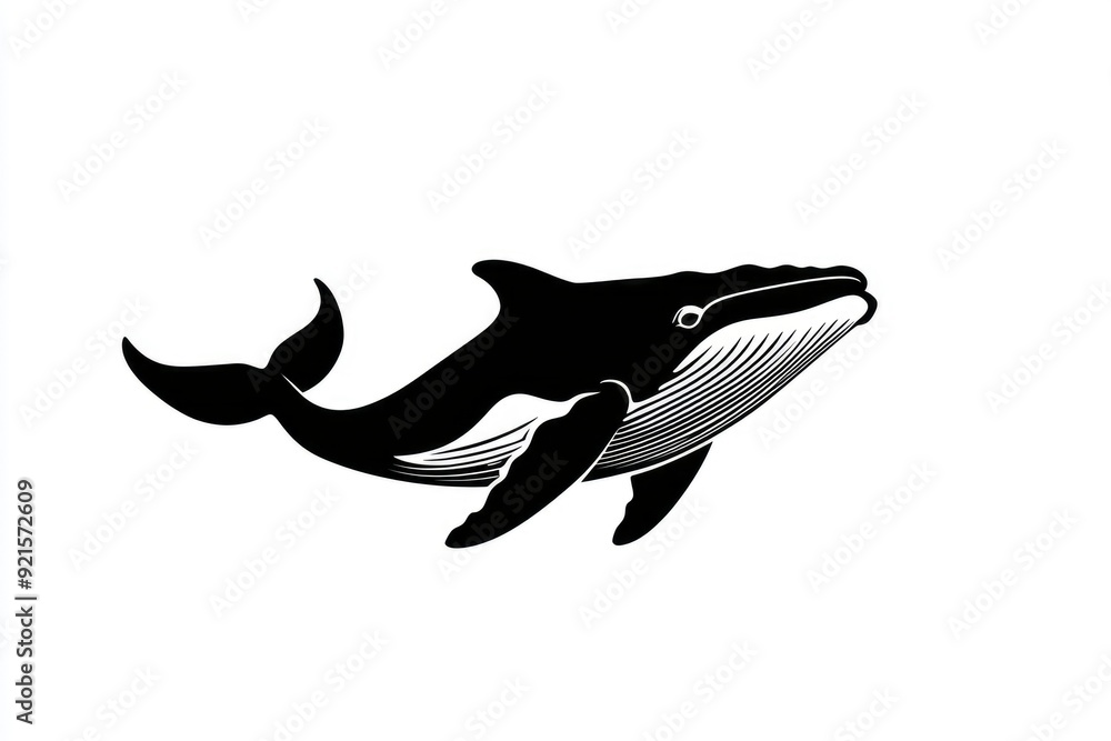 Obraz premium Black and White Silhouette of a Humpback Whale