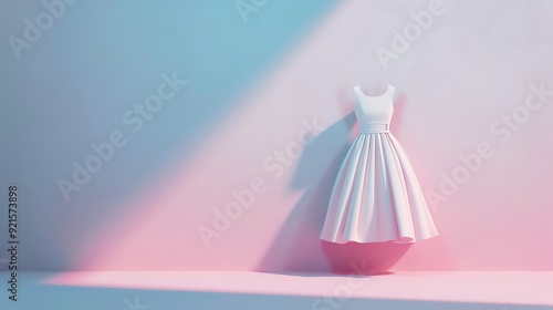 Women's summer dress on a hanger on a pink background. photo