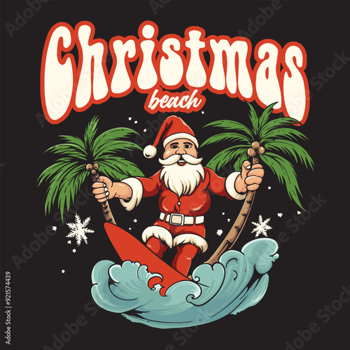 hand drawn christmas beach illustration photo