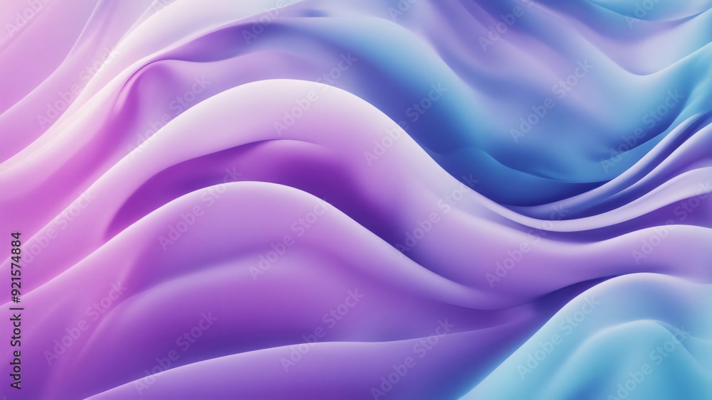 Obraz premium A light banner with a grainy, abstract background featuring a color gradient that transitions from blue to purple and white, creating a wave-like pattern