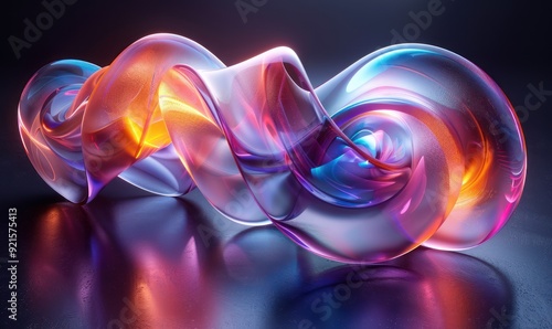 Wallpaper Mural Abstract Glass Sculpture with Neon Lights Torontodigital.ca