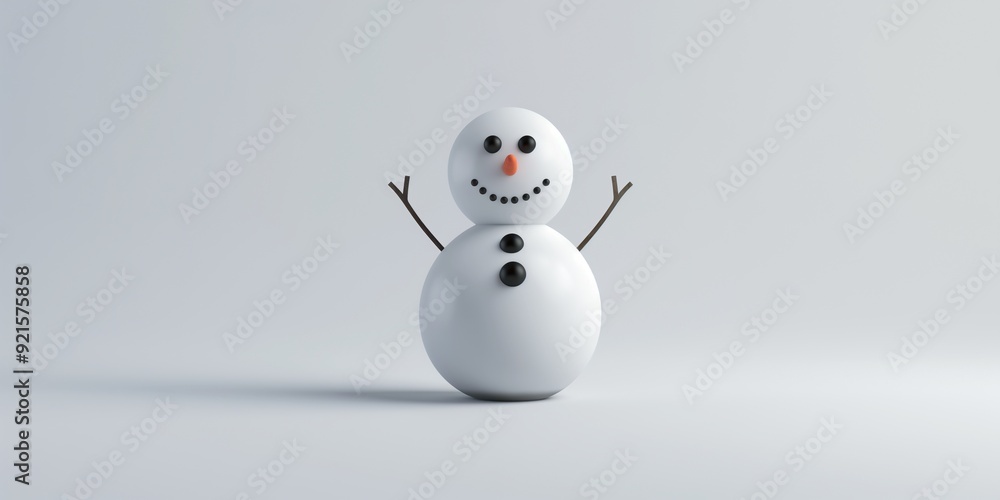 Snowman isolated on a flat white background 