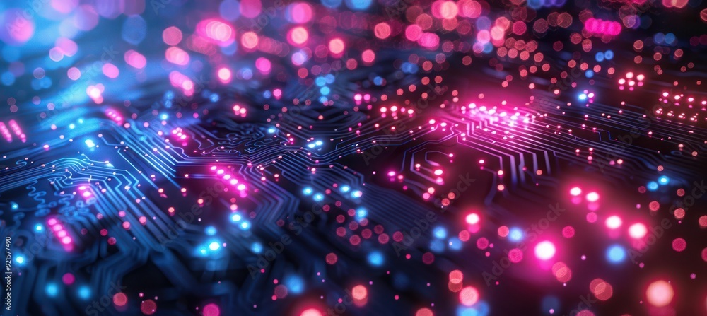 Abstract Circuit Board with Glowing Lights Abstract Circuit Board with Glowing Lights