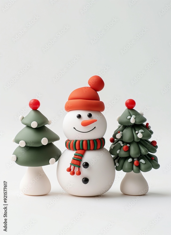 Snowman with mini Christmas trees shape and gift Snowman with mini Christmas trees shape and gift