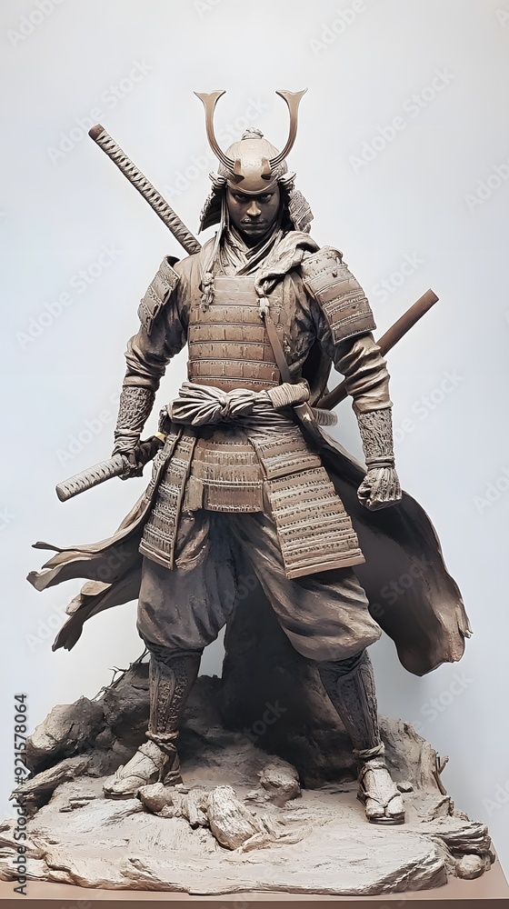 3d rendering statue of samurai fighter/swordsman with katana suit with traditional Japanese samurai outfit 3d rendering statue of samurai fighter/swordsman with katana suit with traditional Japanese samurai outfit