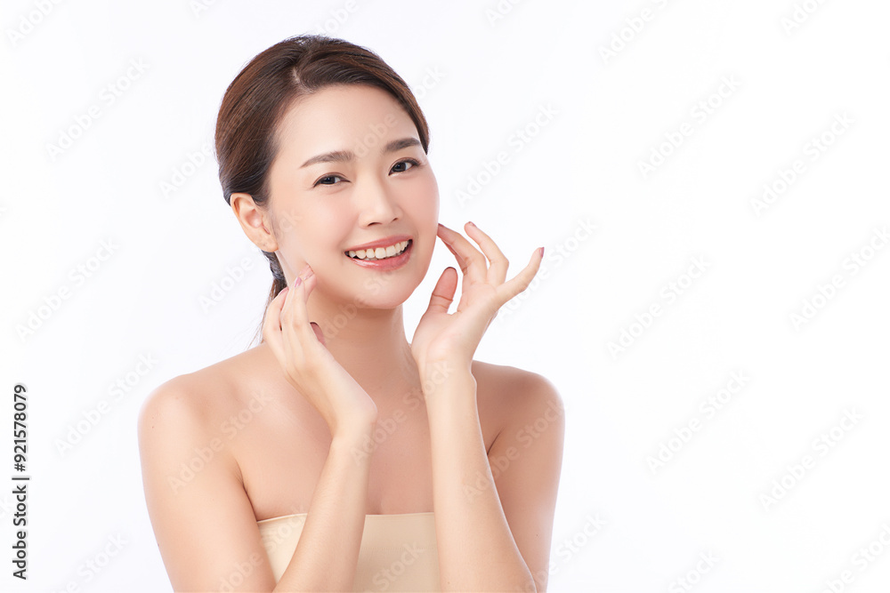 Beautiful young asian woman with clean fresh skin on white background, Face care, Facial treatment, Cosmetology, beauty and spa, Asian women portrait. Beautiful young asian woman with clean fresh skin on white background, Face care, Facial treatment, Cosmetology, beauty and spa, Asian women portrait.