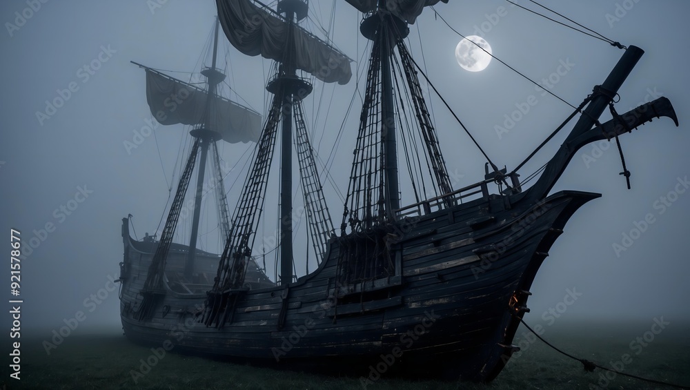 Naklejka premium Ancient medieval ship