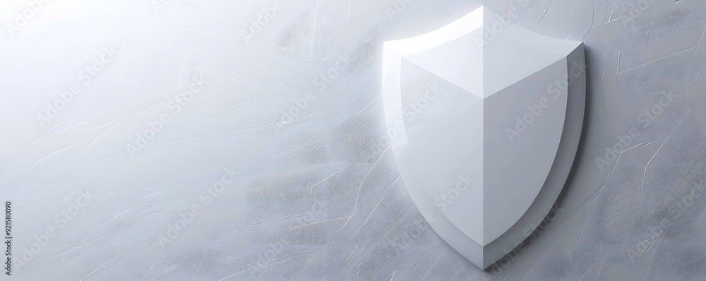 White Shield on a Textured Grey Background White Shield on a Textured Grey Background