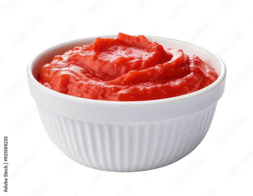 White bowl with tomato paste isolated on transparent background White bowl with tomato paste isolated on transparent background