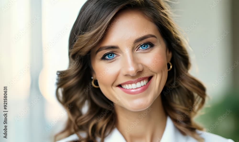 Cheerful German Woman Smiling Bust Shot with Natural Lighting Cheerful German Woman Smiling Bust Shot with Natural Lighting