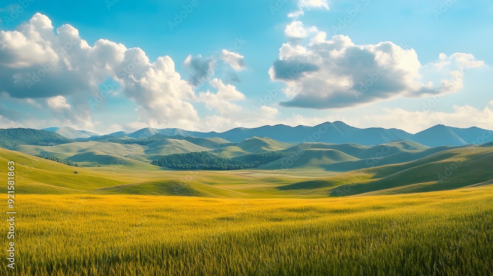 Obraz premium field and sky with clouds