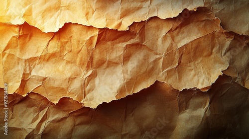 Crumpled Brown Paper Texture with Uneven Edges photo