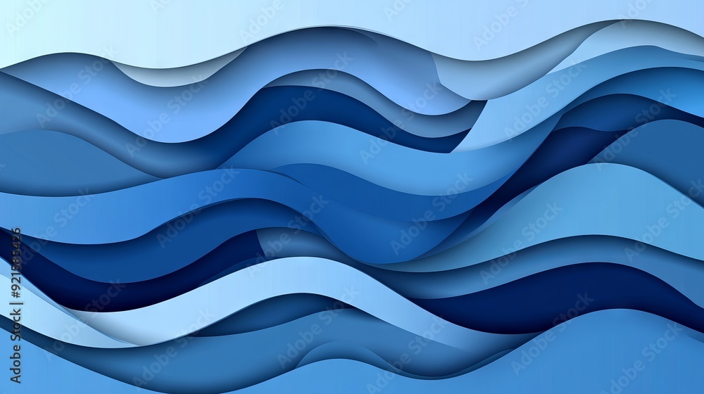 blue paper cut background. Abstract origami topography wave design blue paper cut background. Abstract origami topography wave design