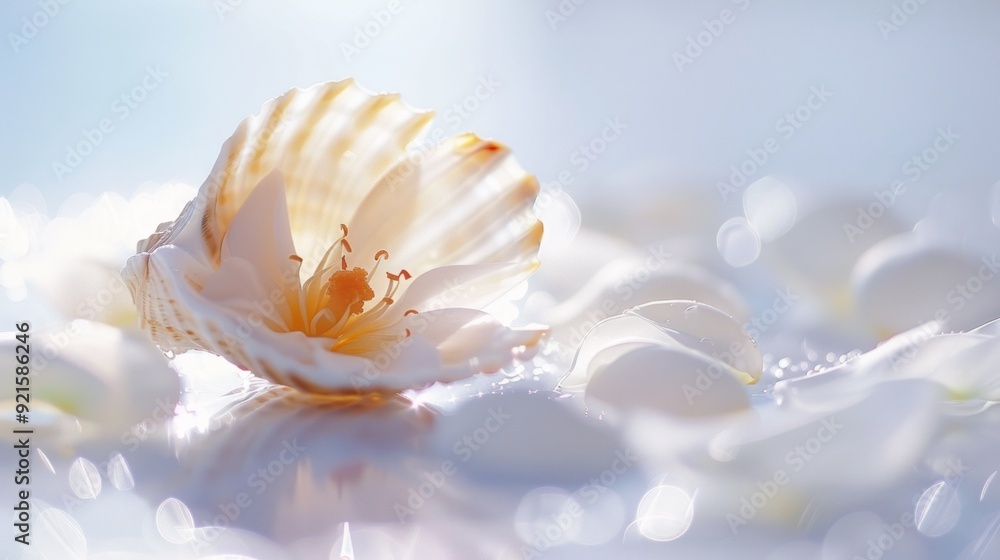 Obraz premium Seashell and Petals in Soft Light