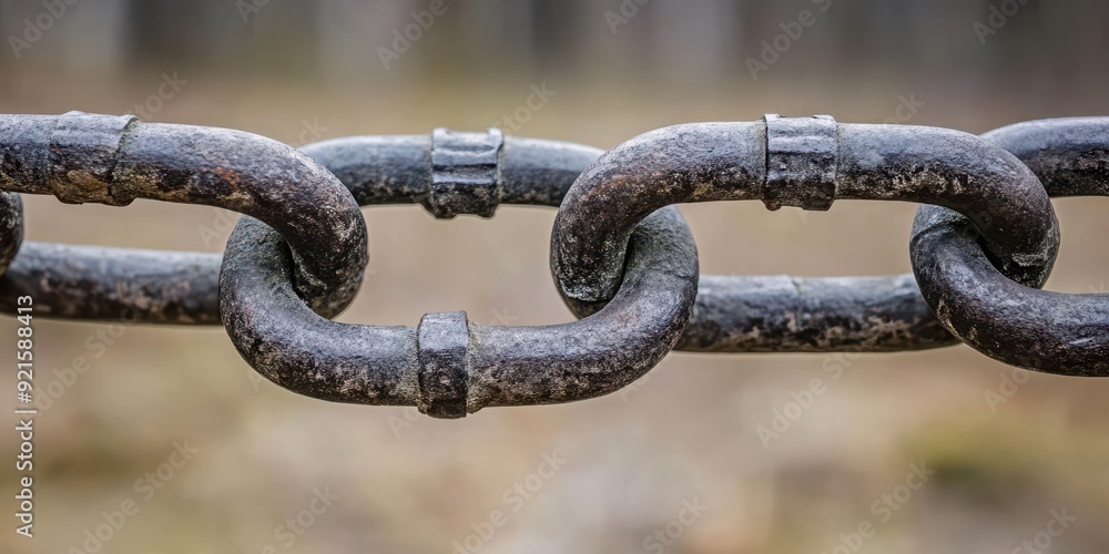 Close-up of Rusty Metal Chain Links with Blurred Background. Close-up of Rusty Metal Chain Links with Blurred Background.