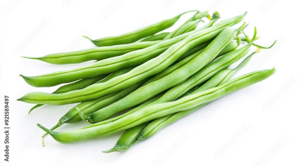 Fresh Green Beans on a White Background Fresh Green Beans on a White Background
