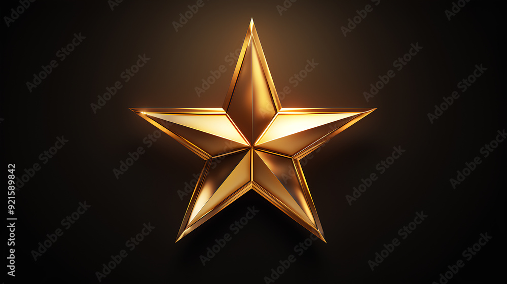Golden Star: A gleaming, golden star shines brightly against a dark background, radiating warmth and elegance. This 3D rendered image captures the essence of ambition, achievement, and leadership. It Golden Star: A gleaming, golden star shines brightly against a dark background, radiating warmth and elegance. This 3D rendered image captures the essence of ambition, achievement, and leadership. It