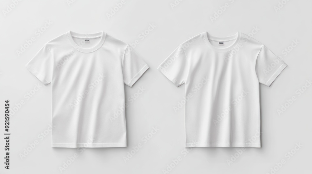 Two White T-shirts on a White Background Two White T-shirts on a White Background