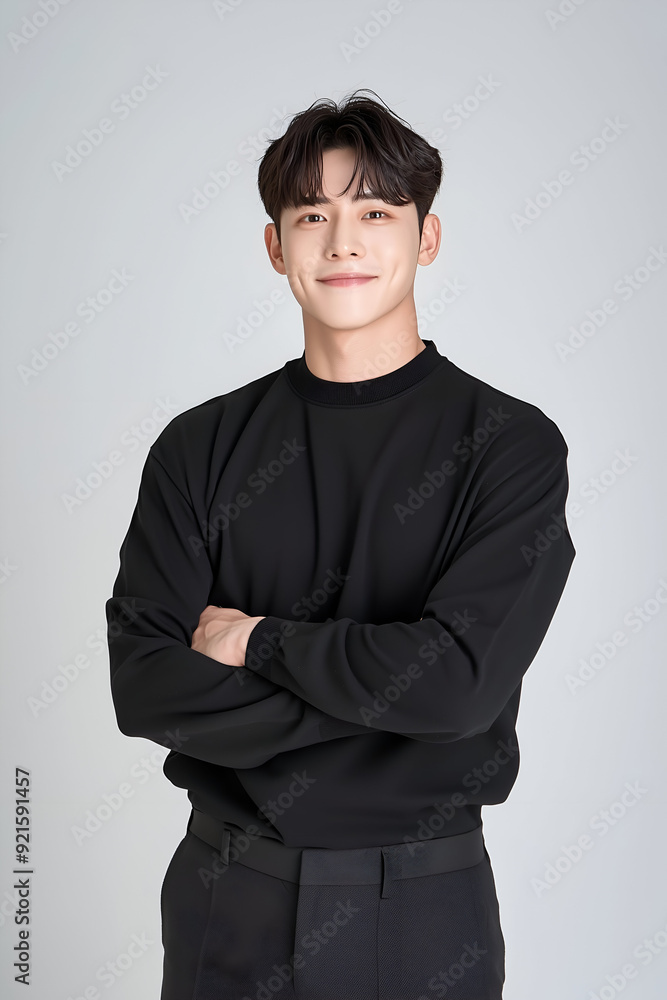 Casual Portrait of a Smiling Man in a Black Sweater Casual Portrait of a Smiling Man in a Black Sweater