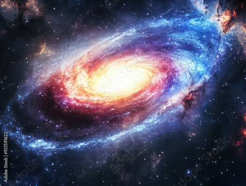 Cosmic Spiral Galaxy - Whirlpool of Stars, Nebula, and Space Dust in Deep Space.