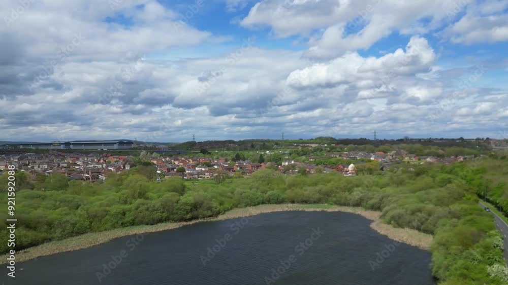 Aerial View of Treeton Village Catcliffe Nature Reserve at civil parish, Rotherham South Yorkshire, England Great Britain. April 29th, 2024
