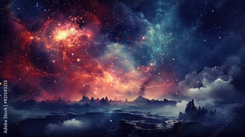 Naklejka premium beautiful space, galaxy background