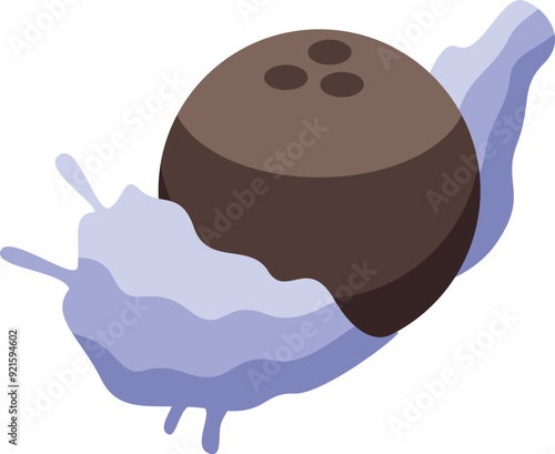 Coconut milk is splashing, making a refreshing and healthy beverage