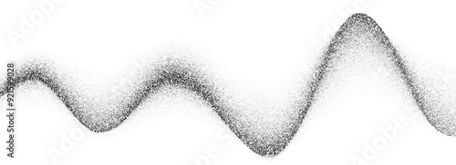 Wavy grain gradient texture. Black stippled fluid background. Grunge noise dotwork wallpaper for banner, poster. Undulate sand backdrop with speckles, particles, granules. Vector