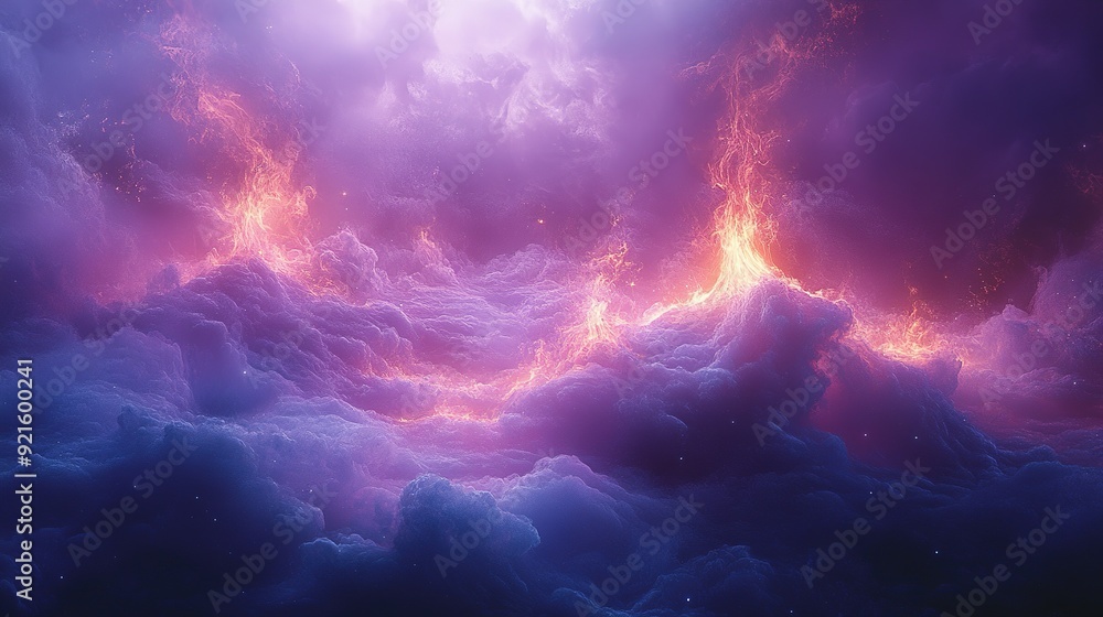 Abstract Cosmic Landscape with Ethereal Flames Abstract Cosmic Landscape with Ethereal Flames