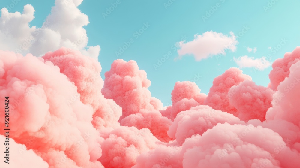 Gentle pink clouds float in the morning sky, casting a calm and tranquil ambiance Gentle pink clouds float in the morning sky, casting a calm and tranquil ambiance