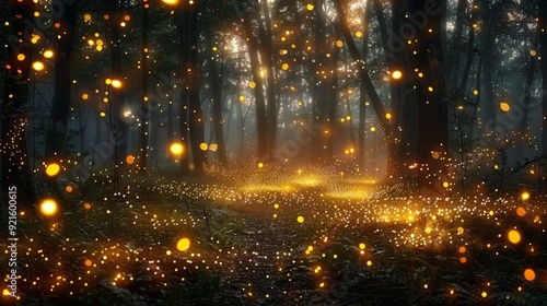 A breathtaking scene of fireflies illuminating the night with their magical glow.