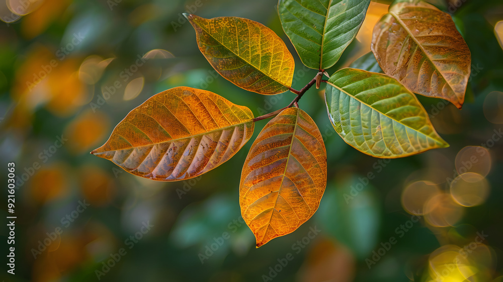 Hickory leaf with a mix of green and brown Hickory leaf with a mix of green and brown