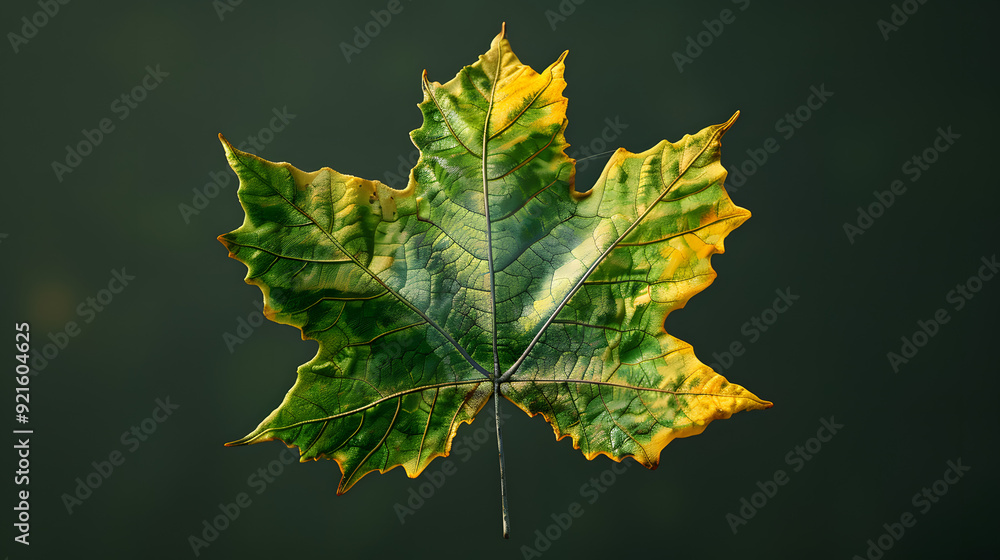 Sycamore leaf with a mix of green and yellow Sycamore leaf with a mix of green and yellow