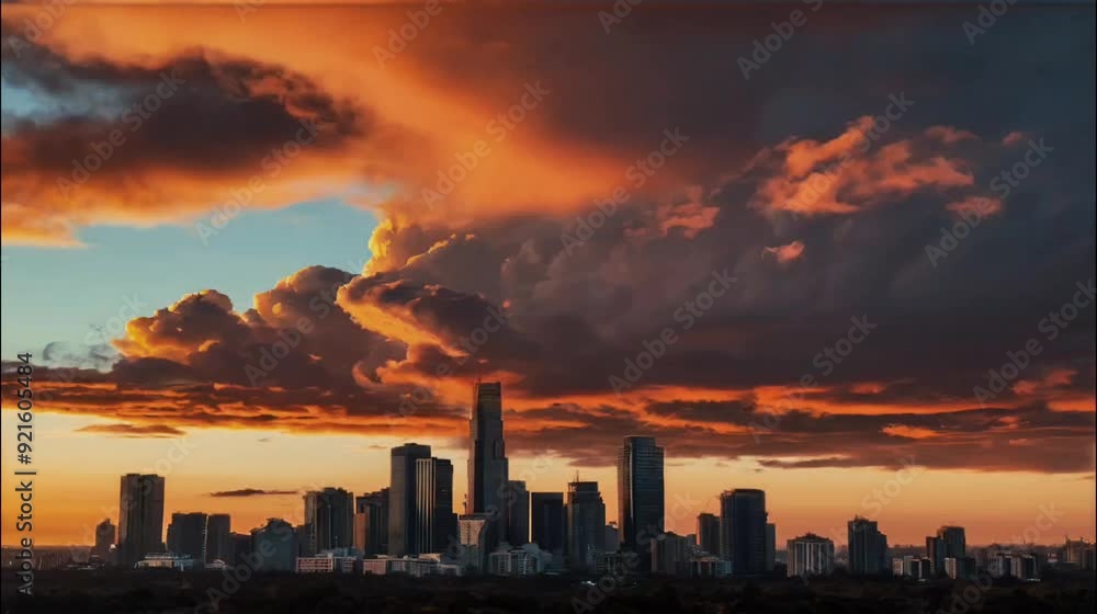 Evening Sky with Skyscrapers in the City Evening Sky with Skyscrapers in the City