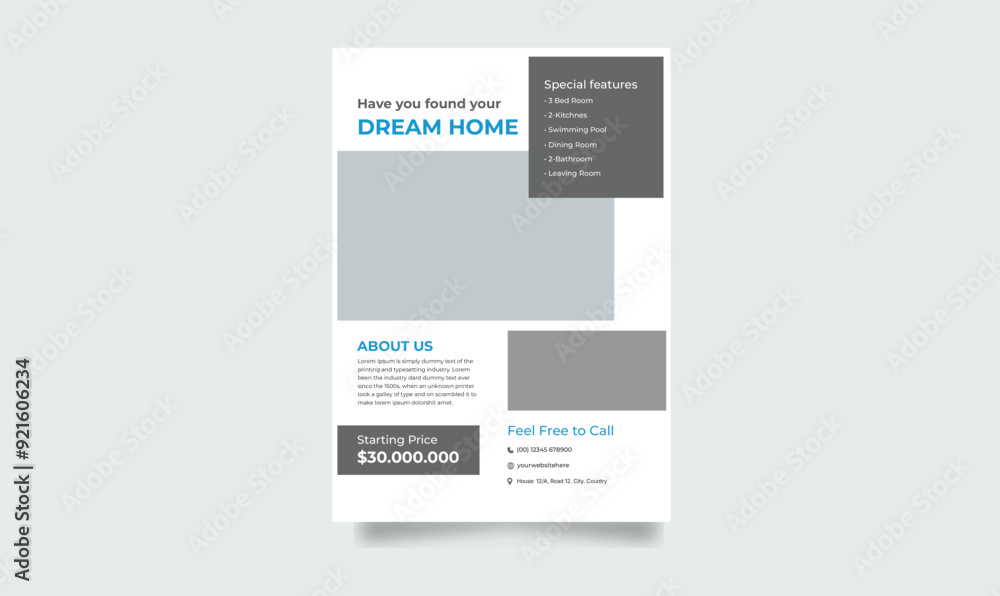 Real Estate Flyer or poster Template Real Estate Flyer or poster Template