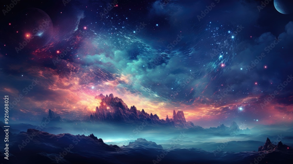 Naklejka premium beautiful space, galaxy background