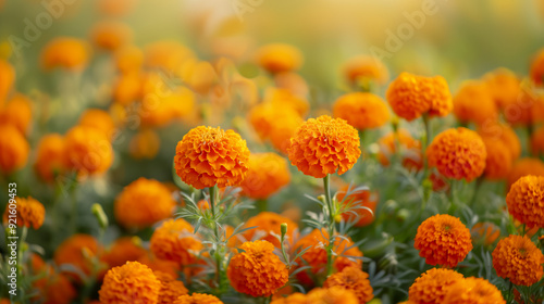 Beautiful marigolds, also known as cempasúchil flower, Mexican celebration of the Day of the Dead. Marigold flowers.