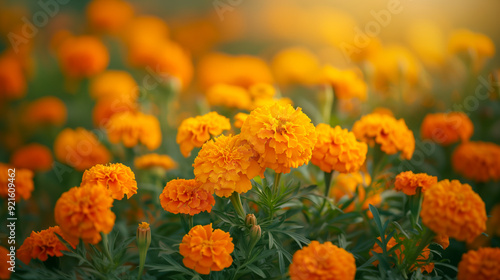 Beautiful marigolds, also known as cempasúchil flower, Mexican celebration of the Day of the Dead. Marigold flowers.