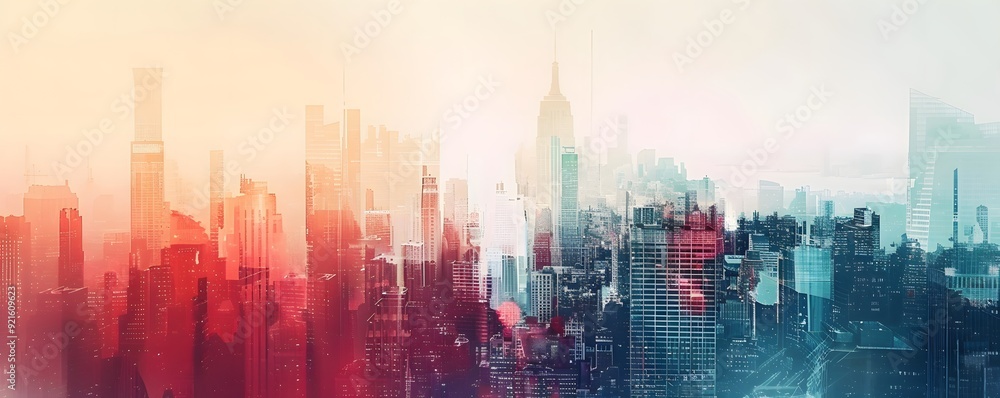Obraz premium Abstract Cityscape with a Dominating Skyscraper