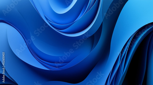 Abstract Blue Waves with Futuristic Flowing Design