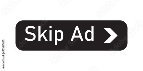 Skip ads button icon. Stop video ad logo symbol background. Simple Vector Skip Ad Button. Skip Ad button advertisement isolated icon.