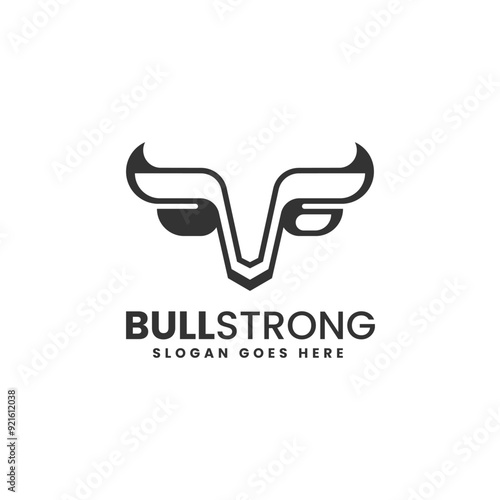 Vector Logo Illustration Bull Line Art Style