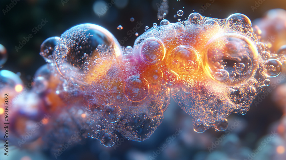 Abstract Liquid Fire: A mesmerizing close-up of iridescent bubbles, resembling a fiery burst in a liquid medium, creating an abstract and otherworldly visual. The vibrant colors and intricate details Abstract Liquid Fire: A mesmerizing close-up of iridescent bubbles, resembling a fiery burst in a liquid medium, creating an abstract and otherworldly visual. The vibrant colors and intricate details