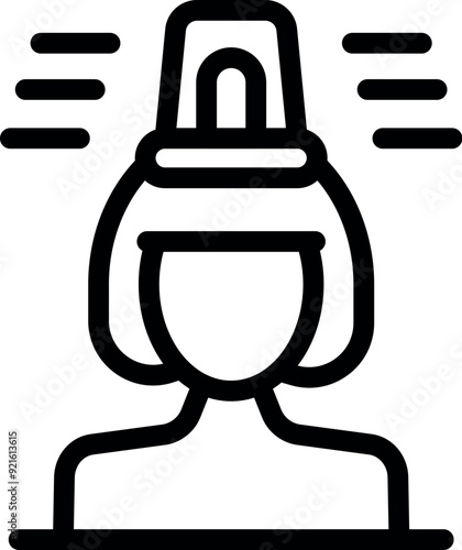 Line icon of a woman receiving light therapy, a treatment for seasonal affective disorder