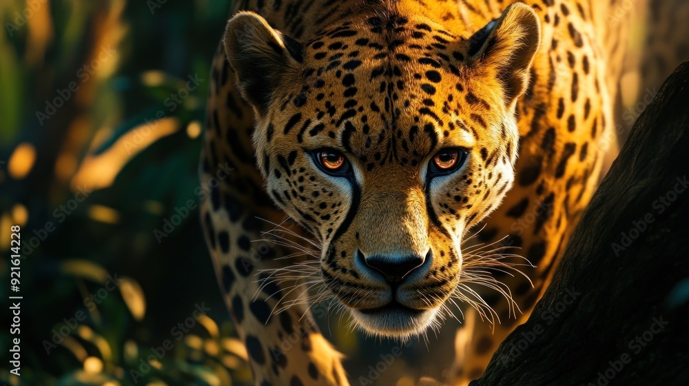 Obraz premium Close-up of a Cheetah's Face with a Blurry Background
