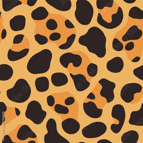 nature inspired camouflage panther pattern of brown and amber spots on yellow background photo